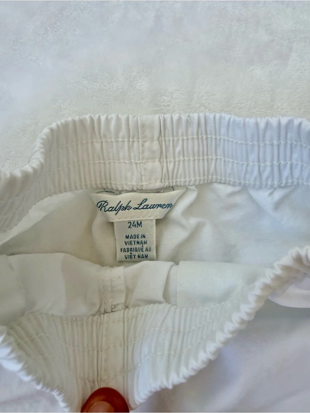 Toddler White Ralph Lauren Elastic-Waist Shorts (size 24M)